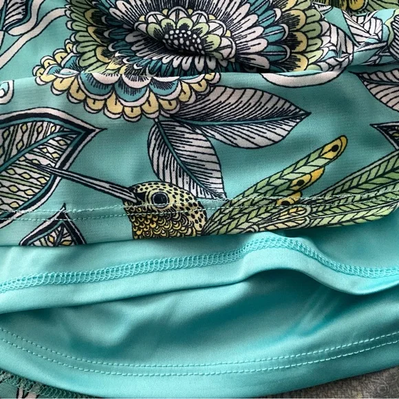 Teal Top NWOT Hummingbird Blouse Spring Floral TunicTop Floral Bird Top - Picture 4 of 14